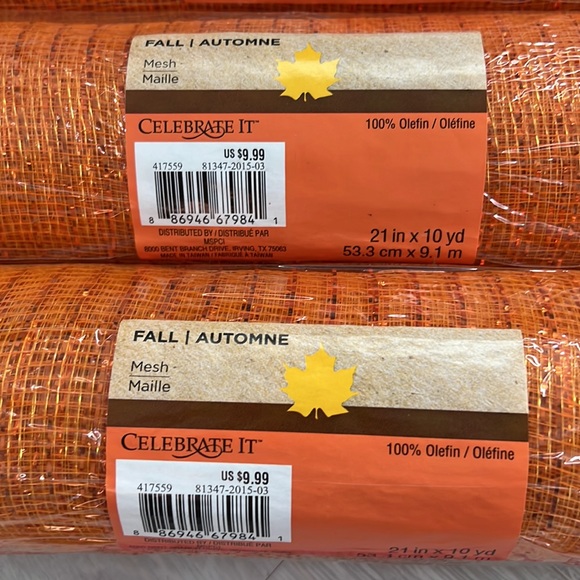Celebrate It set of 4 orange and metallic Premium Mesh - Picture 2 of 3